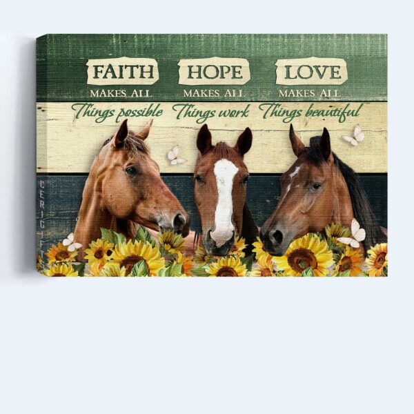 Jesus Landscape Poster Home Decor Gift – Quarter Horse & Sunflower Fence – Christian Wall Art