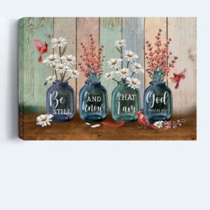 Christian Landscape Poster Home Decor Gift - Be Still and Know - Flower Cardinal Wall Art 1