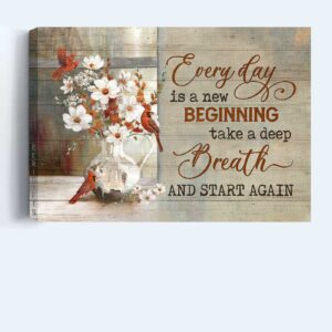 Christian Landscape Poster: Red Cardinals & White Camellia Home Decor Gift 1