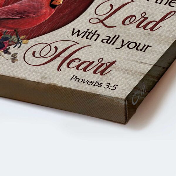 Trust in the Lord Jesus Landscape Poster – Christian Home Decor Gift with Red Heart Rose Garden Cardinal – Christian Wall Art Prints