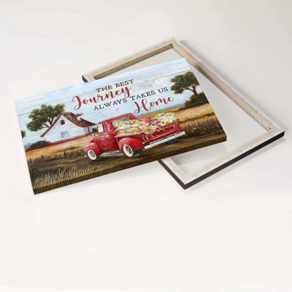 Home Decor Gift: Jesus Landscape Poster – Red Truck Farmhouse Painting – Christian Wall Art Prints