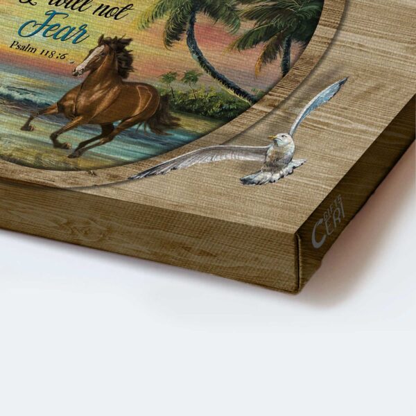Christian Home Decor Gift: Jesus Landscape Poster with Running Horse Circle Mirror and Seagull Drawing – The Lord is on My Side