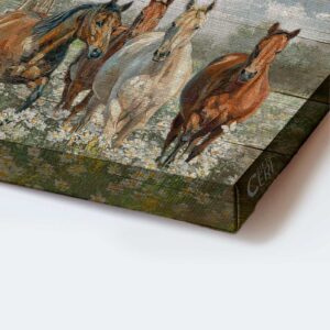 Jesus Landscape Poster Home Decor Gift - Running Horse & Daisy Field - Christian Farm Art Print 1