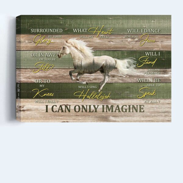 Christian Landscape Poster: Running & White Horse Painting – Gift for Christian Home Decor – I Can Only Imagine Wall Art