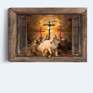 Christian Landscape Poster Home Decor Gift - Running White Horse Painting - Light from Heaven Print Christian Wall Art 1