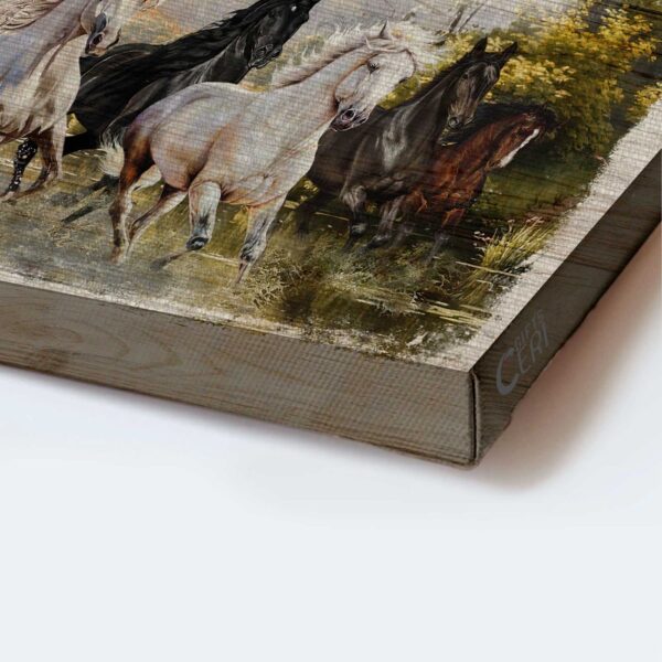 Running Horses in Forest Jesus Landscape Poster – Christian Home Decor Gift for Victory – Wall Art Prints