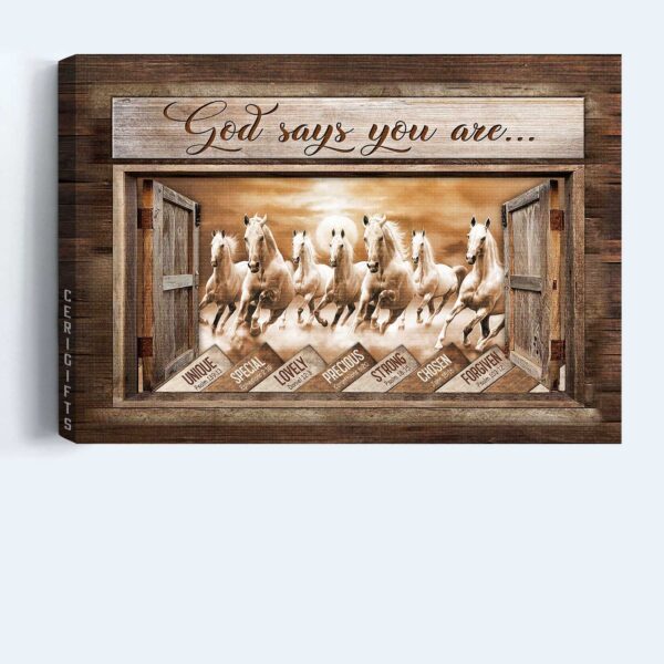 Jesus Landscape Poster: Running Horses & Seven White Horses  Poster Home Decor Gift – Gift for Christian Home Decor & Wall Art