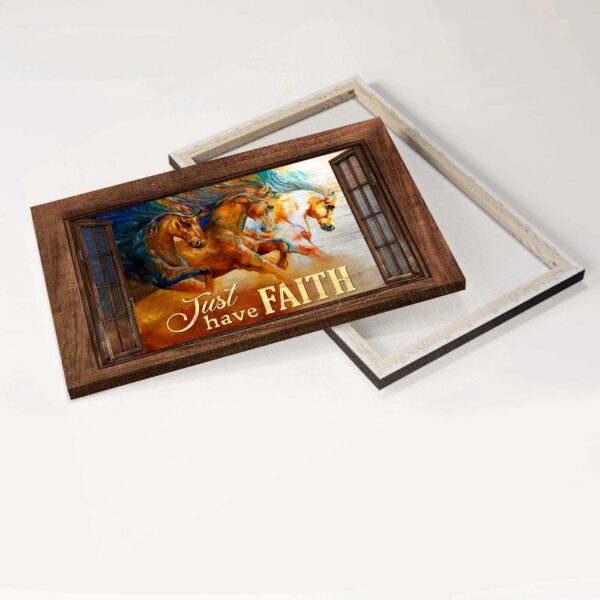 Just Have Faith: Jesus Landscape Poster with Running Horses and Watercolor Painting – Christian Home Decor Gift