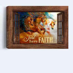 Just Have Faith: Jesus Landscape Poster with Running Horses and Watercolor Painting - Christian Home Decor Gift 3