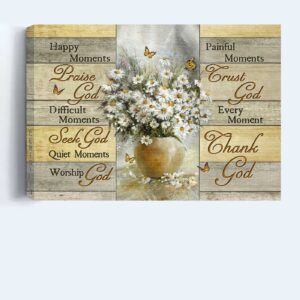 Jesus Landscape Poster: Rustic Daisy Flower & Monarch Butterfly Painting - Christian Home Decor Wall Art 1