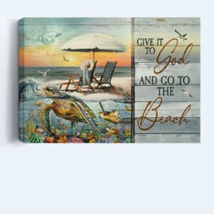 Christian Landscape Poster: Sea Turtle Coral Reef Jesus Hand Ocean View - Home Decor & Gift for Christian - Christian Wall Art 1