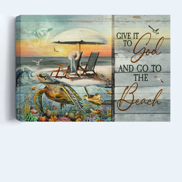 Christian Landscape Poster: Sea Turtle Coral Reef Jesus Hand Ocean View – Home Decor & Gift for Christian – Christian Wall Art