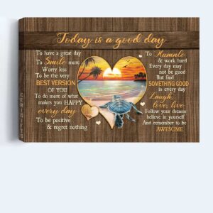 Christian Jesus Landscape Poster: Sea Turtle Heart Sunset Beach Gift - Family Wall Art Decor Prints 3