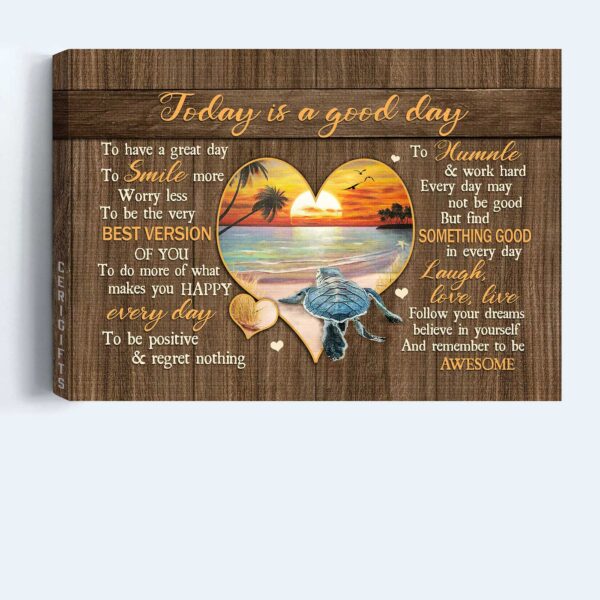 Christian Jesus Landscape Poster: Sea Turtle Heart Sunset Beach Gift – Family Wall Art Decor Prints
