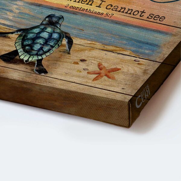 Jesus Landscape Poster: Sea Turtle & Beach Painting Gift for Christian – Faithful Wall Art