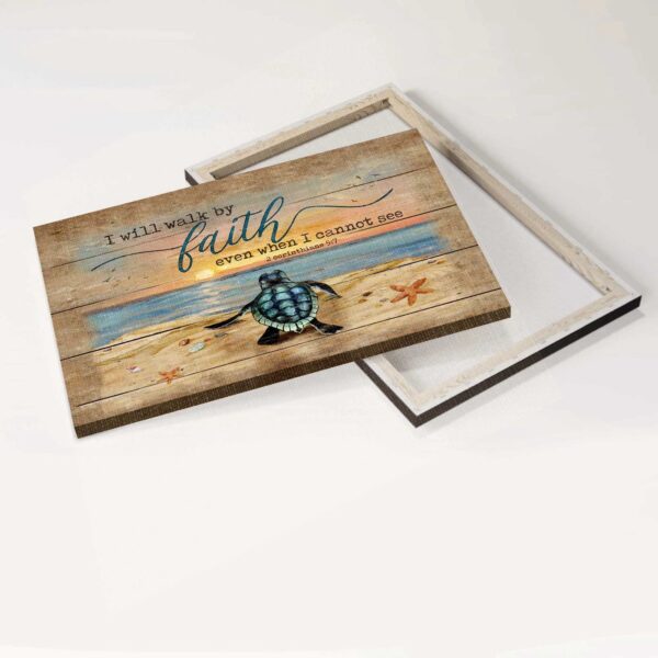 Jesus Landscape Poster: Sea Turtle & Beach Painting Gift for Christian – Faithful Wall Art