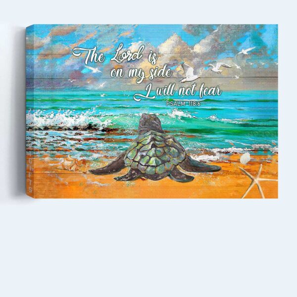Jesus Sea Turtle Landscape Poster: Christian Home Decor Gift with The Lord is on My Side Quote