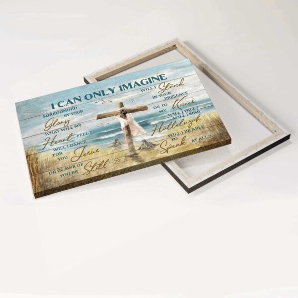 Sea Turtle & Wooden Cross Jesus Landscape Poster – Christian Home Decor Gift