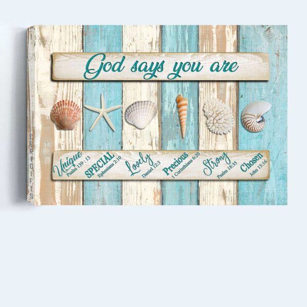 Unique Seashell Jesus Landscape Poster – Christian Home Decor Gift Prints