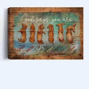 Sleeping Dachshund God Says You Are Poster - Christian Dog Lover Gift 3