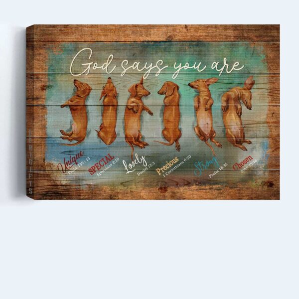 Sleeping Dachshund God Says You Are Poster – Christian Dog Lover Gift