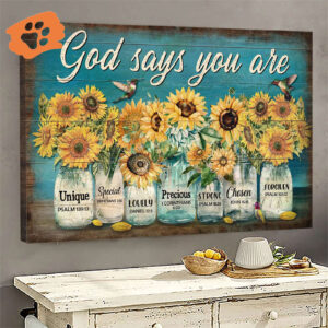 Christian Home Decor Gift: Jesus Landscape Poster with Sunflower Hummingbird & God s Message - Wall Art Prints