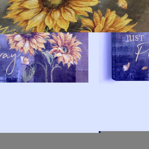 Christian Home Decor Gift: Jesus Landscape & Sunflower Painting Poster – Just Pray