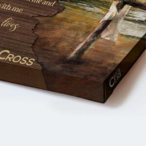 Sunset Beach & Wooden Cross Jesus Poster - Christian Home Decor Gift - Amazing Grace 1