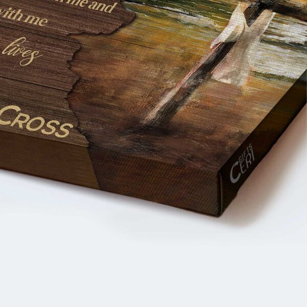 Sunset Beach & Wooden Cross Jesus Poster – Christian Home Decor Gift – Amazing Grace