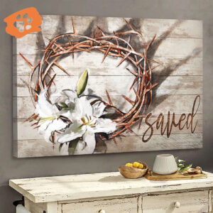 Thorn Crown & Lily Jesus Landscape Poster - Christian Home Decor Gift - Saved