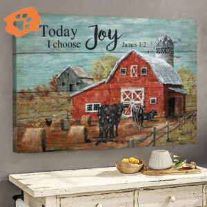 Tranquil Farm & Red Barn Jesus Landscape Poster Home Decor - Gift for Christian - Today I Choose Joy