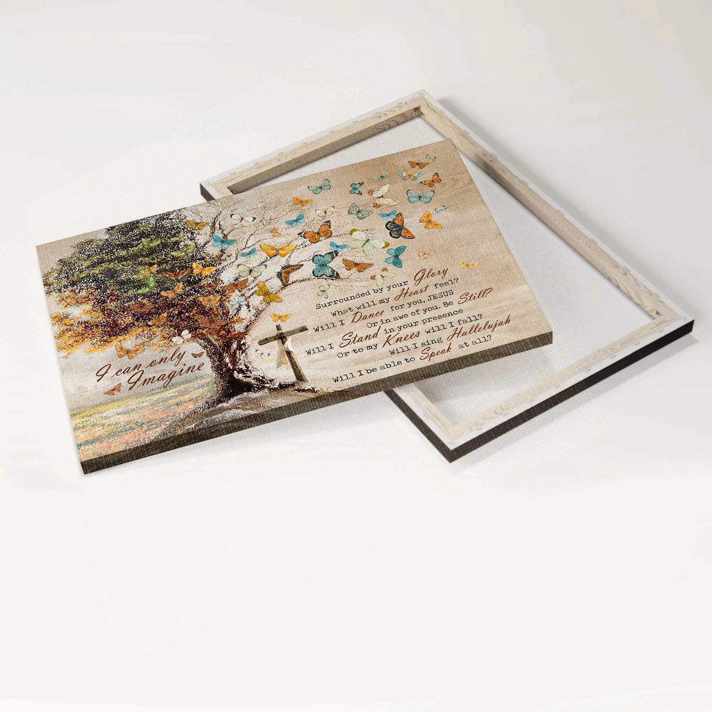 Vintage Jesus Landscape Poster with Butterfly and Old Tree Painting – Gift for Christian – I Can Only Imagine Home Decor Gift