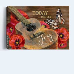 Vintage Jesus Landscape Poster Home Decor Gift - Guitar Poppy Butterfly - Gift For Christian - Today I Choose Joy 3