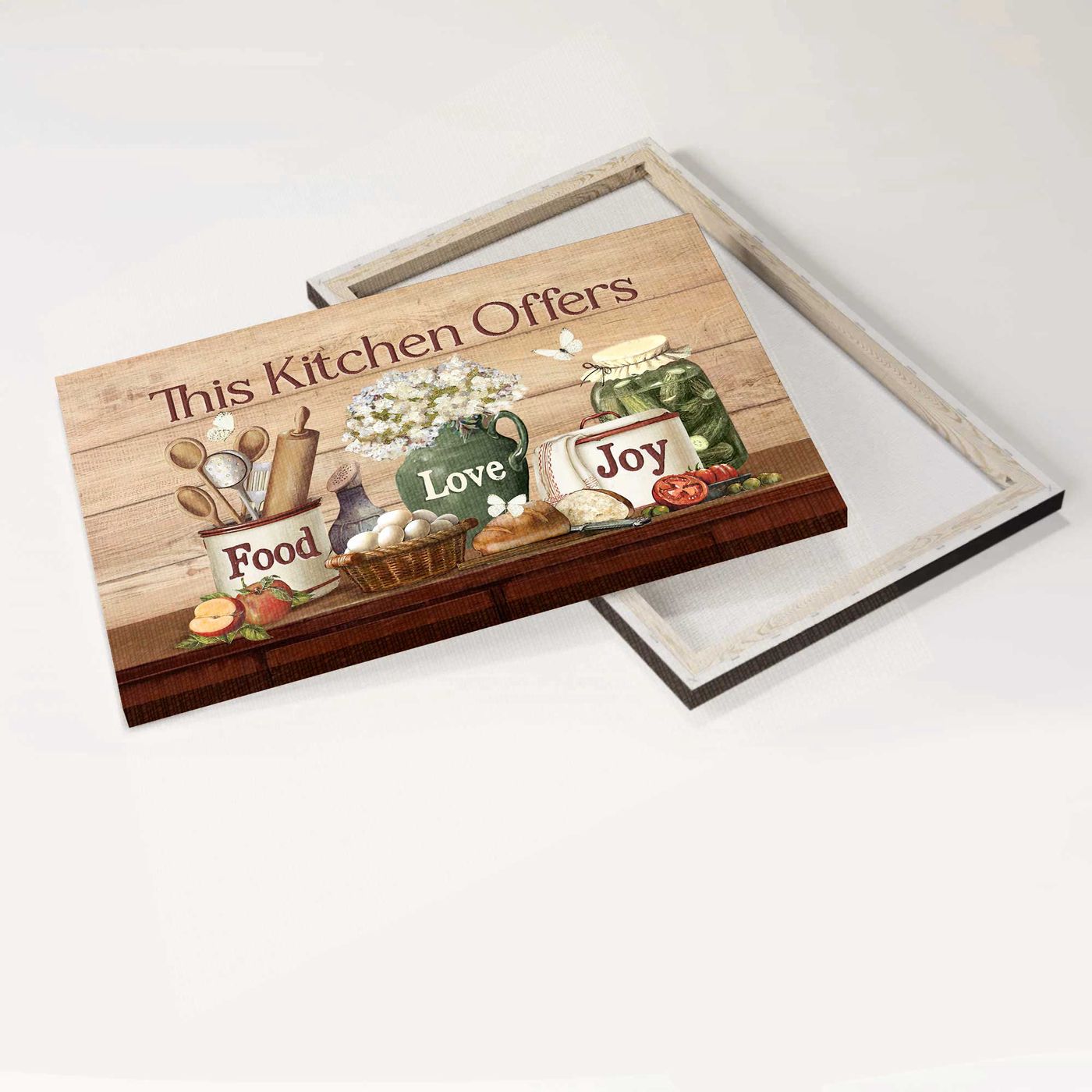 Vintage Jesus Landscape Poster: White Flower & Kitchen Utensils Home Decor Gift