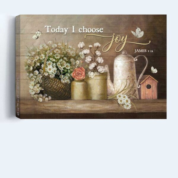 Vintage Jesus Landscape Poster with Daisy Flower and White Butterfly – Christian Home Decor Gift: Today I Choose Joy