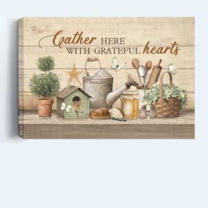 Vintage Jesus Landscape and Peaceful Drawing Poster Home Decor Gifts for Christians - Gather Here With Grateful Hearts 1