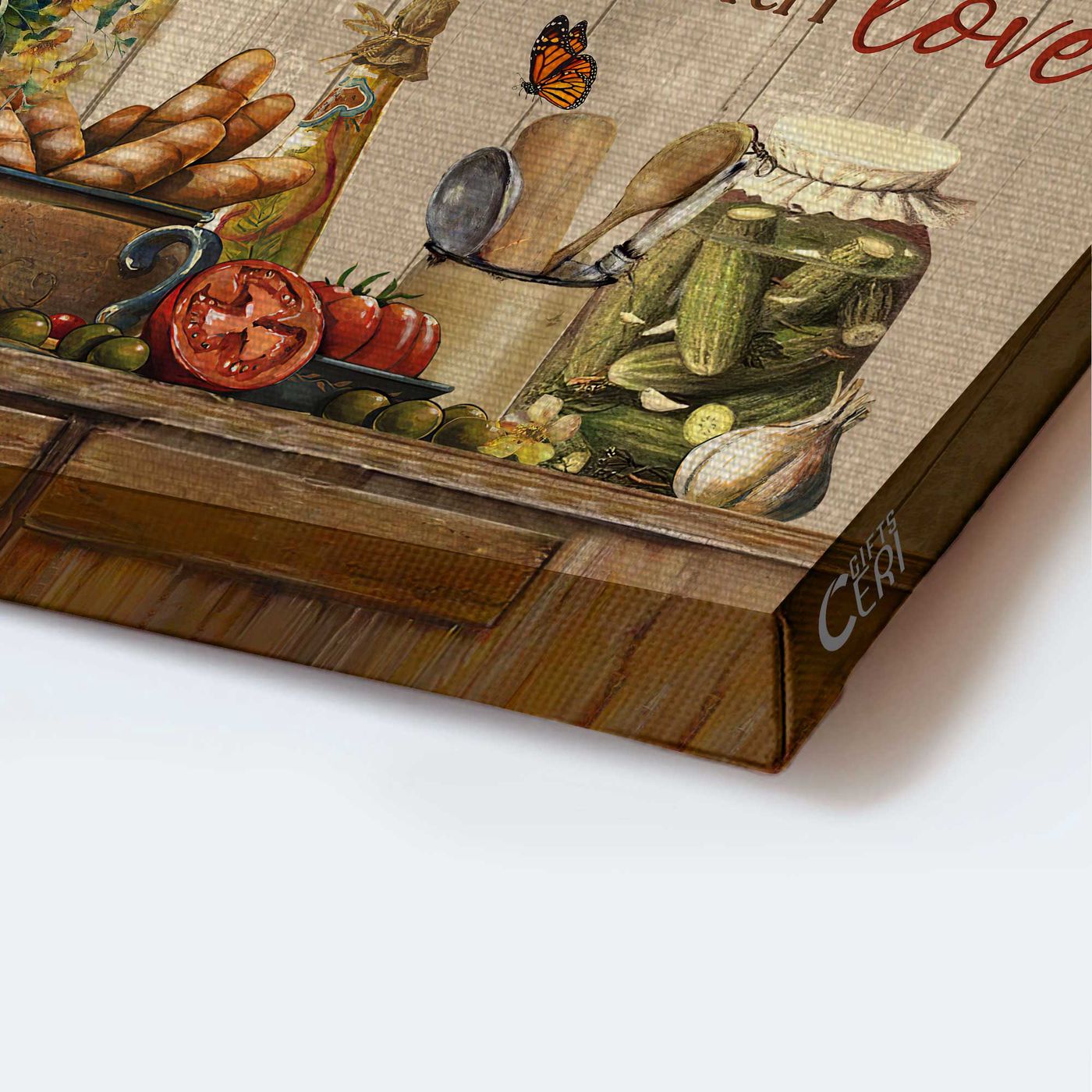 Vintage Christian Kitchen Decor Gift – Jesus Landscape Poster with Yellow Flower and Fresh Tomato – Blessed with Love Wall Art