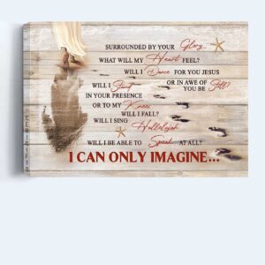 Jesus Landscape & Footprints On The Beach Poster Home Decor - Christian Gift 1