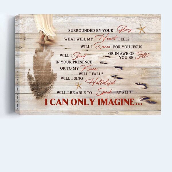 Jesus Landscape & Footprints On The Beach Poster Home Decor – Christian Gift
