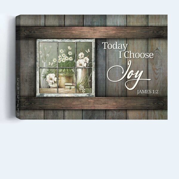 Jesus Landscape Poster Home Decor Gift – White Climbing Roses Antique Window Daisy Flower – Gift For Christian – Today I Choose Joy