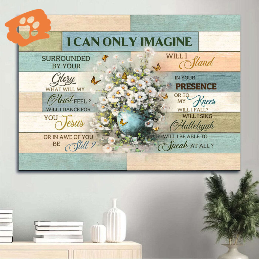 Christian Home Decor Gift: Jesus Landscape Poster with White Daisy Monarch Butterfly Flower Vase – I Can Only Imagine Christian Home Decor Gift: Jesus Landscape Poster with White Daisy Monarch Butterfly Flower Vase – I Can Only Imagine