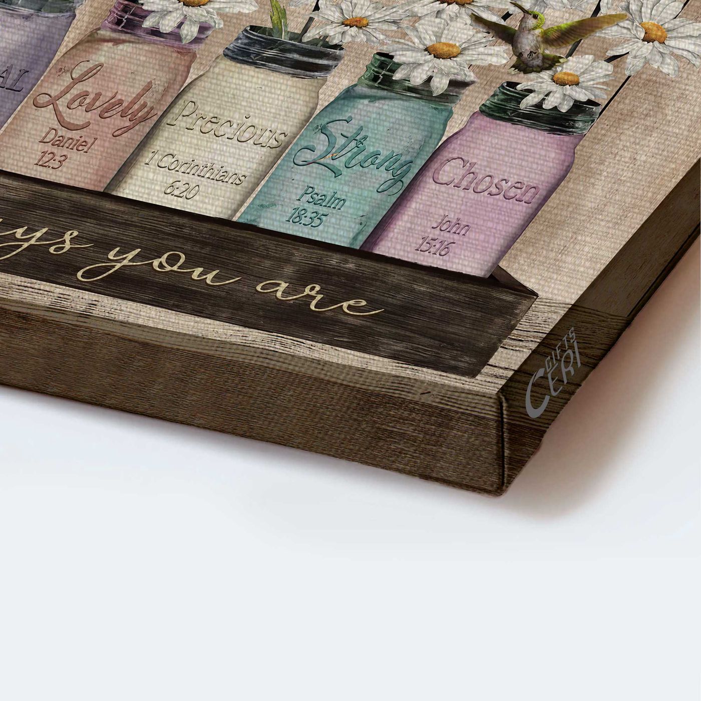 Christian Home Decor: Jesus Landscape & Hummingbird Poster Gift – God Says You Are Special – White Daisy Painting