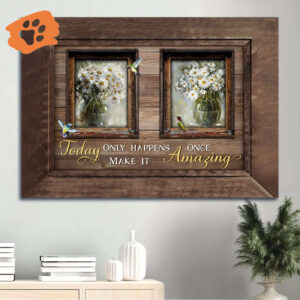 Christian Home Decor Gift: Jesus Landscape & Hummingbirds Poster - Still Life Painting & White Daisy - Today Only Make It Amazing