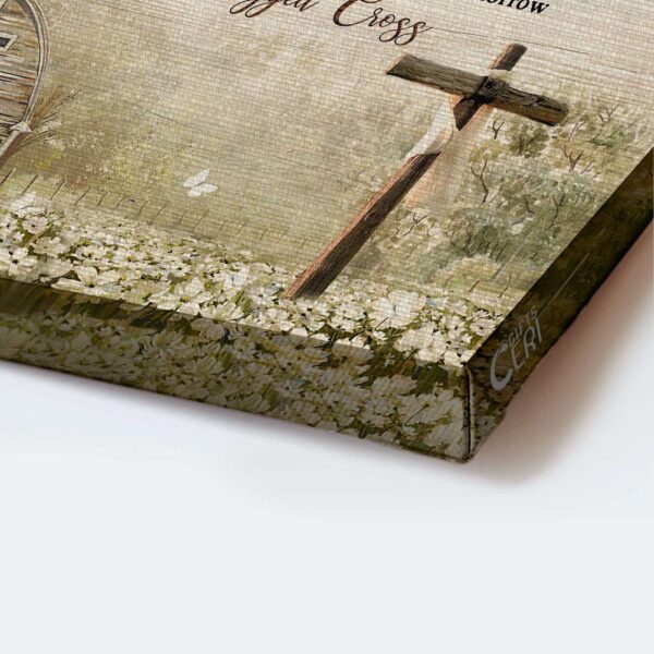Christian Home Decor Gift: Jesus Landscape Poster with Cross Symbol & Amazing Grace Theme