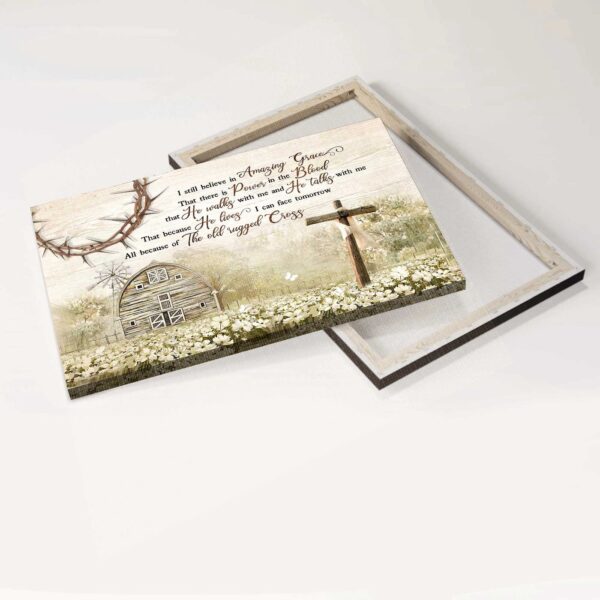 Christian Home Decor Gift: Jesus Landscape Poster with Cross Symbol & Amazing Grace Theme