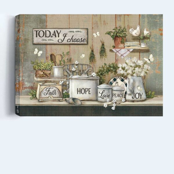 Jesus Landscape Poster Home Decor Gift – White Flower Green Kitchen Pretty Butterfly – Gift For Christian – Today I Choose Joy