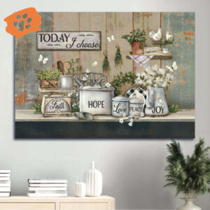 Jesus Landscape Poster Home Decor Gift - White Flower Green Kitchen Pretty Butterfly - Gift For Christian - Today I Choose Joy