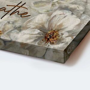 Vintage Jesus Landscape Poster with White Flower & Yellow Butterfly - Christian Home Decor Gift - Just Breathe 1