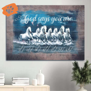 Christian Home Decor Gift: Jesus Landscape & White Horse Poster - God Says You Are - Unique Religious Wall Art