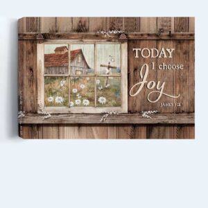 Christian Home Decor Gift - Jesus Landscape & Daisy Garden Window Painting Poster - Choose Joy Wall Art 3